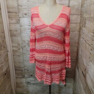 Striped Coral Knit Women's Top